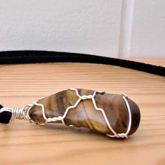 Polished Tigers Eye Gemstone Wire Wrapped - Picture 7 of 8